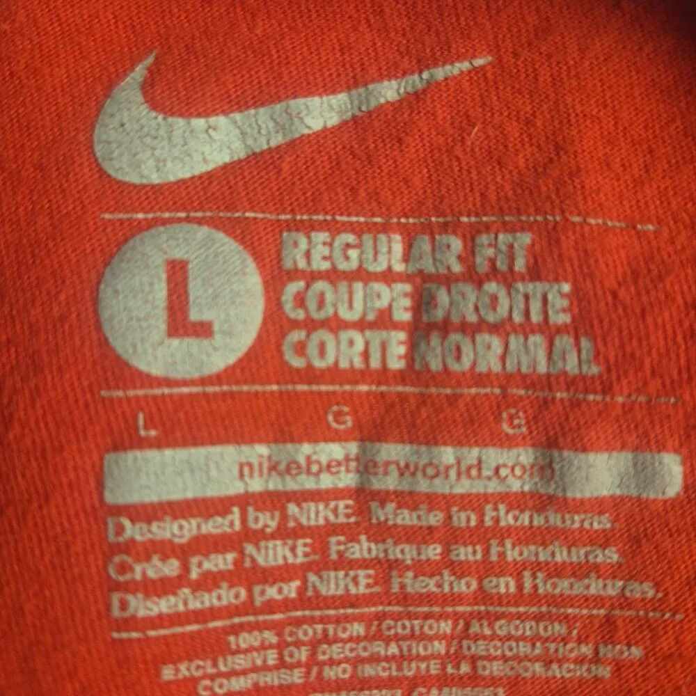 Nike Mens Large Shirt Long Sleeve Regular Fit Red T-Shirt